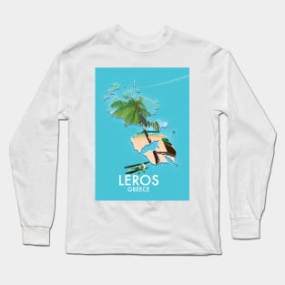 Leros Greece Map Long Sleeve T-Shirt